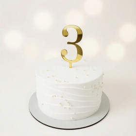 Топпер "Цифра 3", акрил, золотой / 8 см (пр-во Россия)