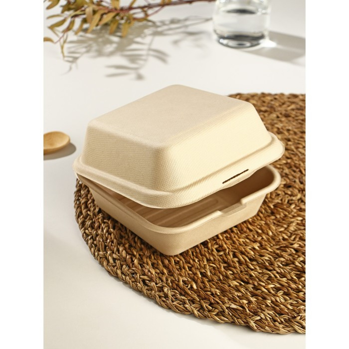 Бенто-бокс 15х15х8 см (внутренний размер 10 см), Крафт