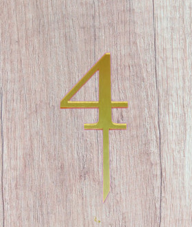 Топпер &quot;Цифра 4&quot;, акрил, золотой / 8 см (пр-во Россия)