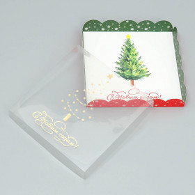 Коробка для пряников 18х18х3 см с прозрачной крышкой &quot;Пышная елочка&quot;