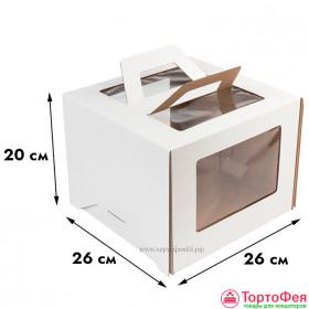 Коробка для торта 26х26х20 см с ручками