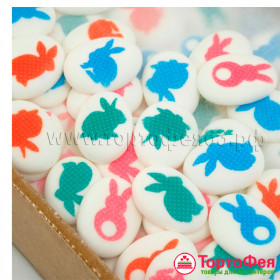 Сахарные медальоны "Зайчики" 2,7 cм / 5 шт 