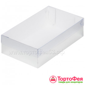 Коробка 22х15х6 см с прозрачной крышкой, белая