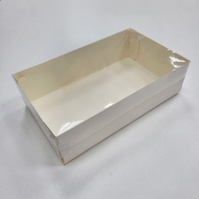 Коробка 22х15х6 см с прозрачной крышкой, белая