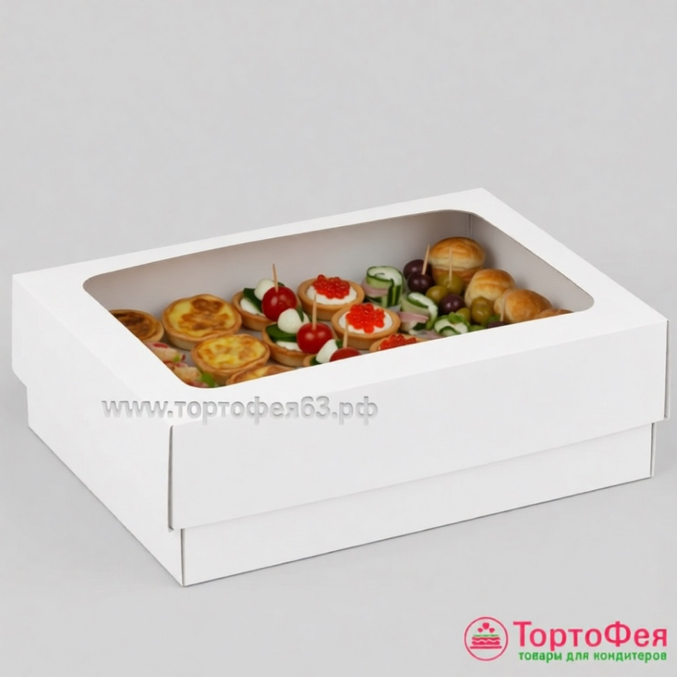 Коробка для кейтеринга, фуршета 35х25х8 см, (внутри белая)