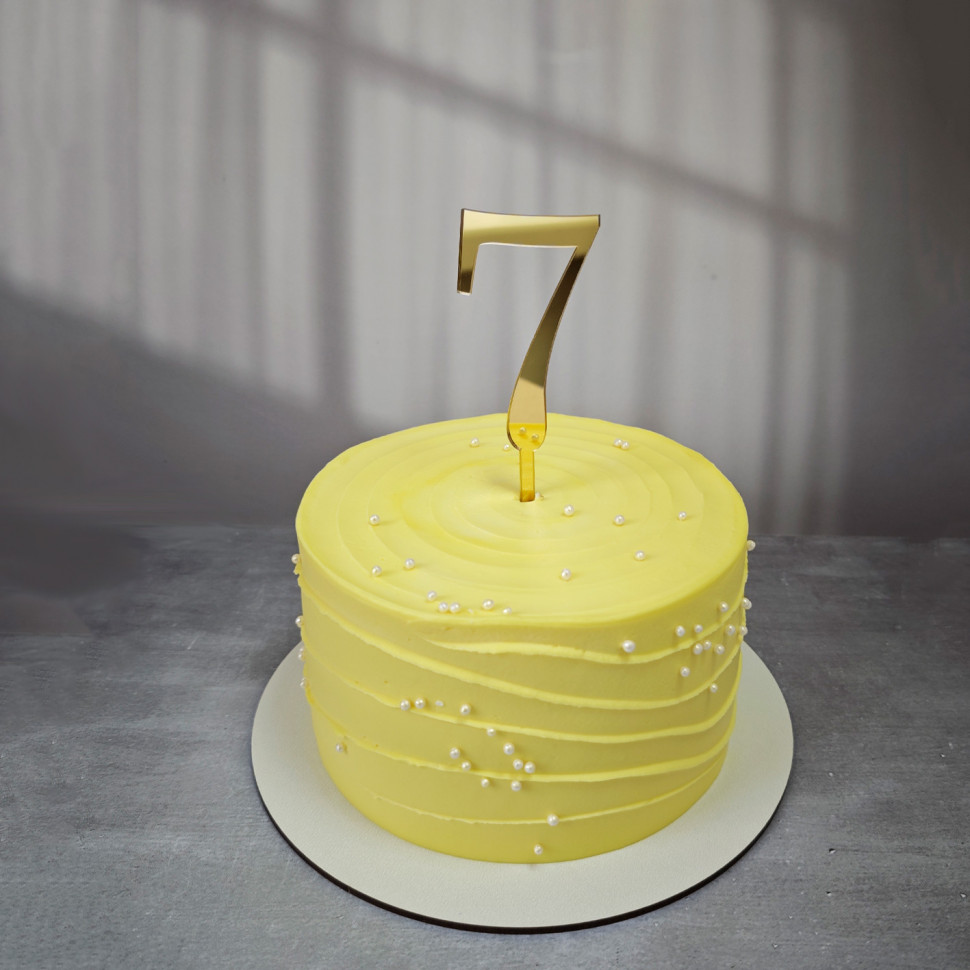 Топпер "Цифра 7", акрил, золотой / 8 см (пр-во Россия)