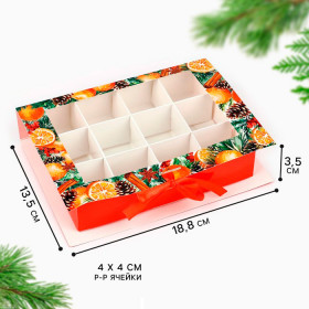 Коробка для 12 конфет с окном, &quot;Цитрус&quot;  