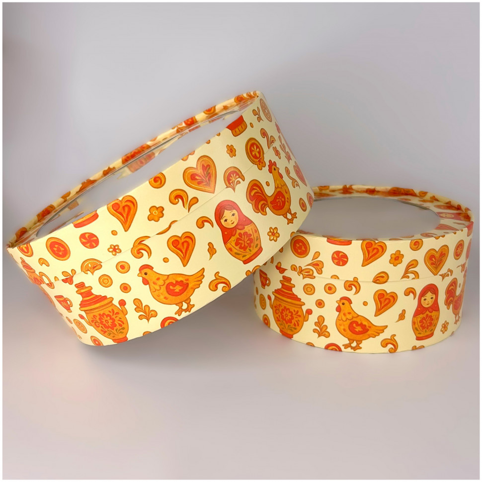 Коробка круглая d 16 выс. 7 см, Матрешка