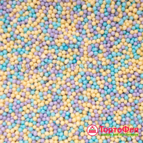 Посыпка шарики Голубые/лиловые/желтые перламутр. 2 мм, 25 г