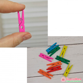 Прищепки-мини декоративная 3 см, Разноцветные / 10 шт  