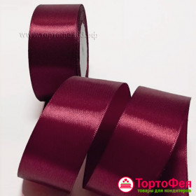 Лента атласная Бордовая 4 см, 22 м