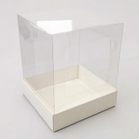Коробка для с прозрачным куполом 15х15х20 см, белая