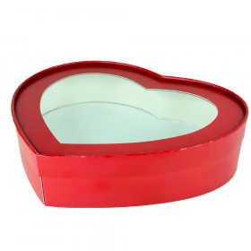 Коробка для клубники в шоколаде 21х18х3,5 см, Сердце Красное