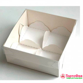 Коробка для 4 моти с прозрач.крышкой, белая 