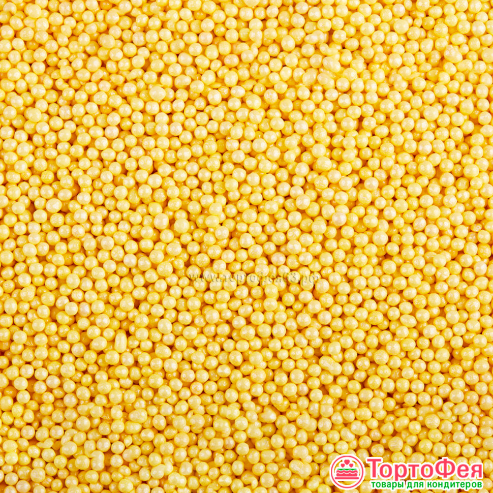 Посыпка шарики Желтые 2 мм перламутр, 25 г