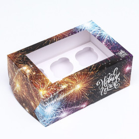 Коробка для 6 капкейков с окном &quot;Салют&quot;