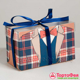 Коробка для 2 капкейков с прозрачной крышкой &quot;Для мужчины&quot;