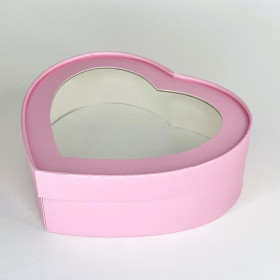 Коробка для клубники в шоколаде Сердце розовое 21х18х3,5 см 