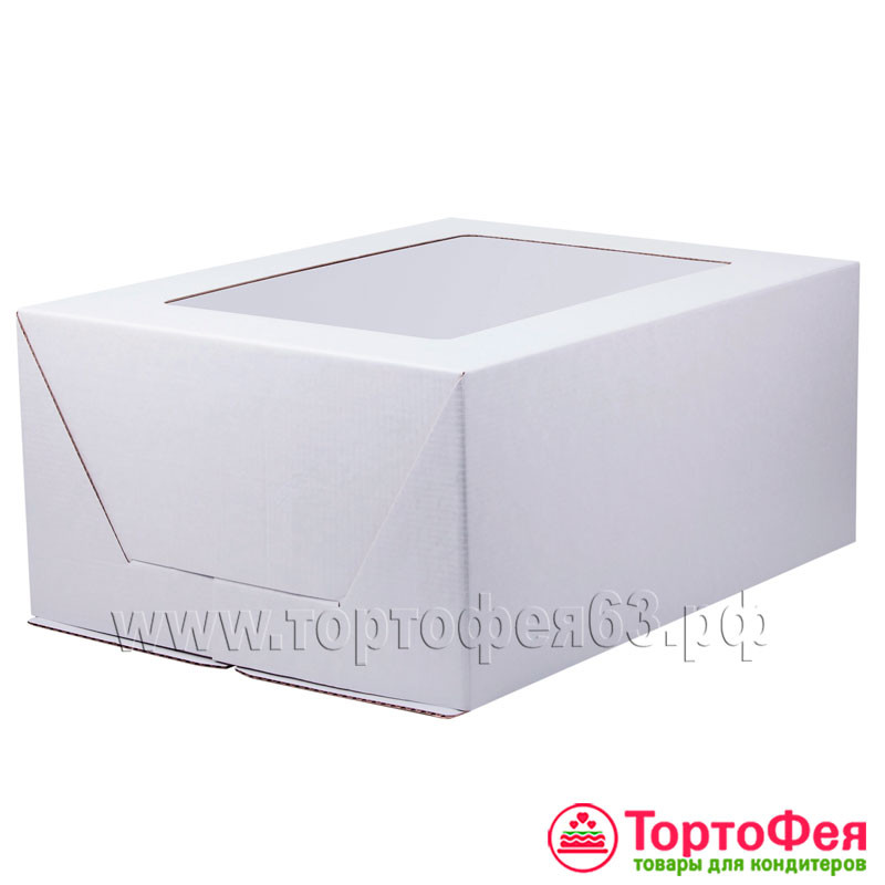 Коробка для торта 30х40х19 см из гофрокартона, с большим окном