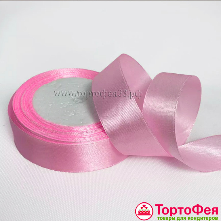 Лента атласная Розовая 2 см, 22 м