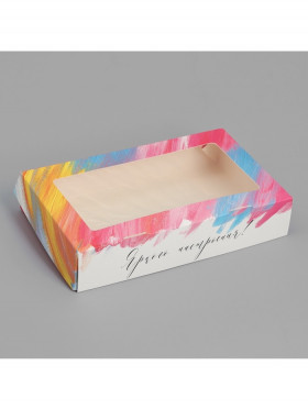 Коробка 20х12х4 см с окном &quot;Яркое настроение&quot;
