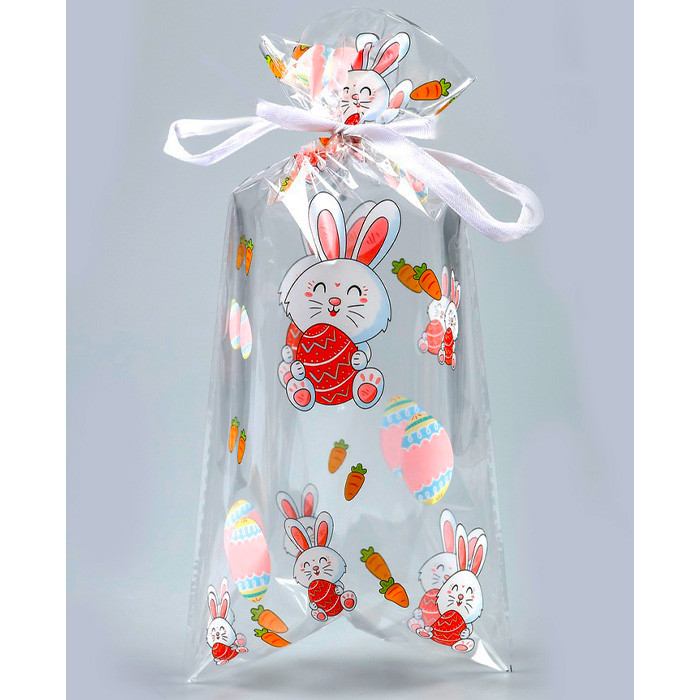 Пакетики с рисунком "Пасхальные кролики" 13х27 см / 5 шт