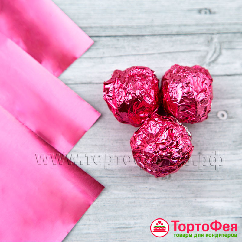 Фольга оберточная для конфет Розовая 10*10 см/ 20 шт 