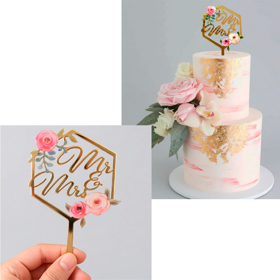 Топпер "Mr&Mrs", золотой 