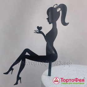 Топпер &quot;Девушка с бантом и сердцем в руках&quot;