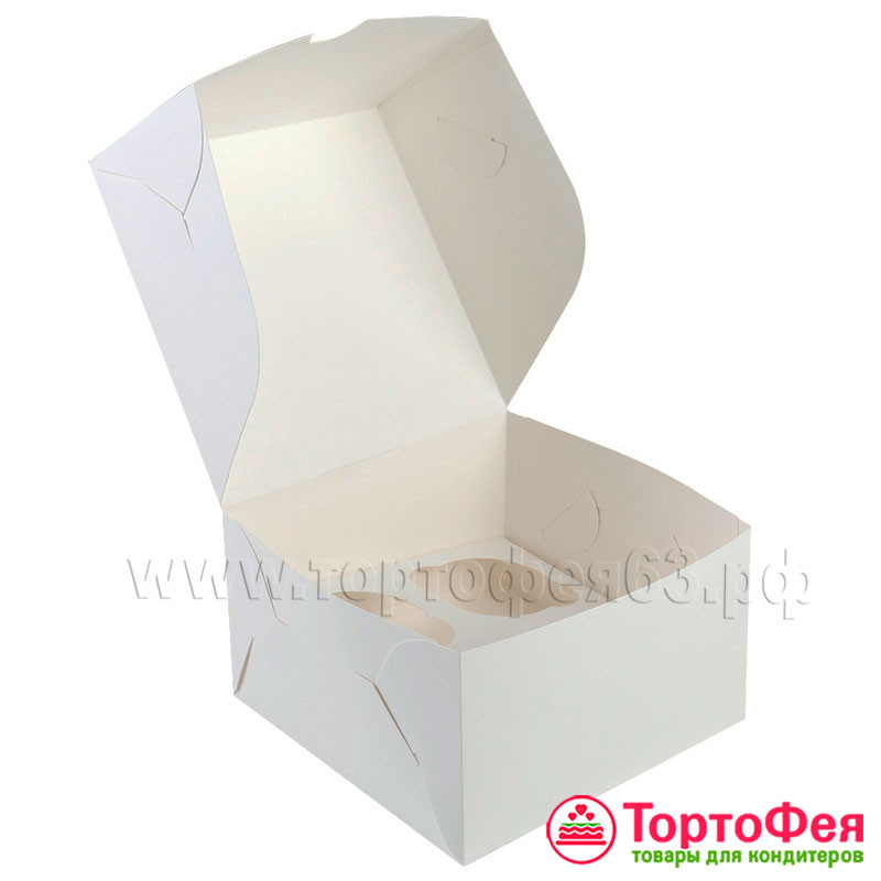 Коробка для 4 капкейков Без окна, белая