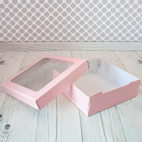 Коробка для кейтеринга, фуршета 25х25х8 см, Нежно-розовая