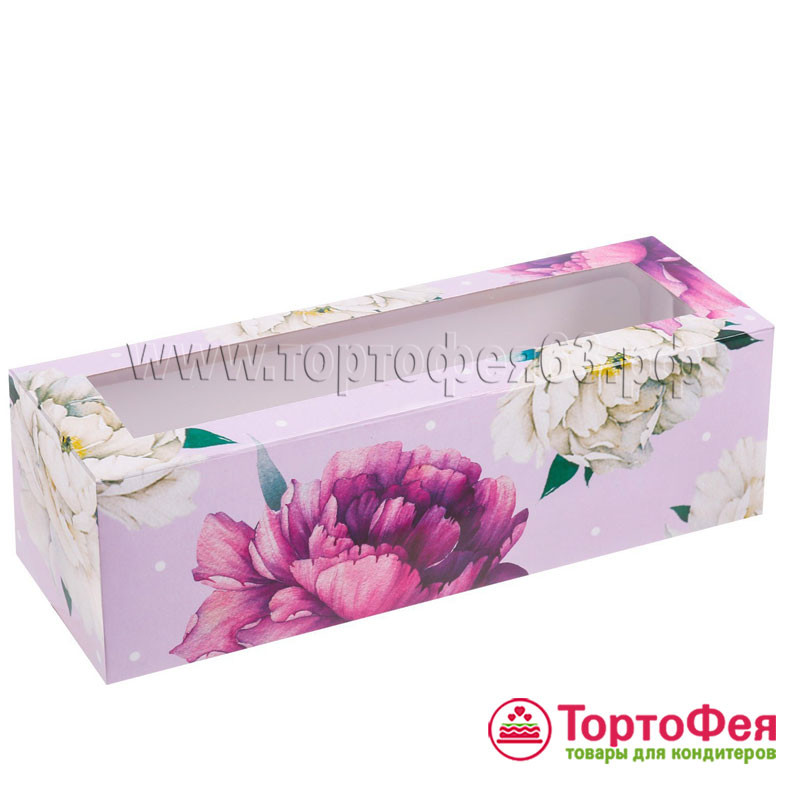 Коробка для макарони 18х5,5х5,5 см "Пионы"
