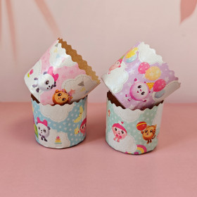 Форма бумаж. Кулич-мини "Малышарики" 100 гр (7*6см) / 10 шт  