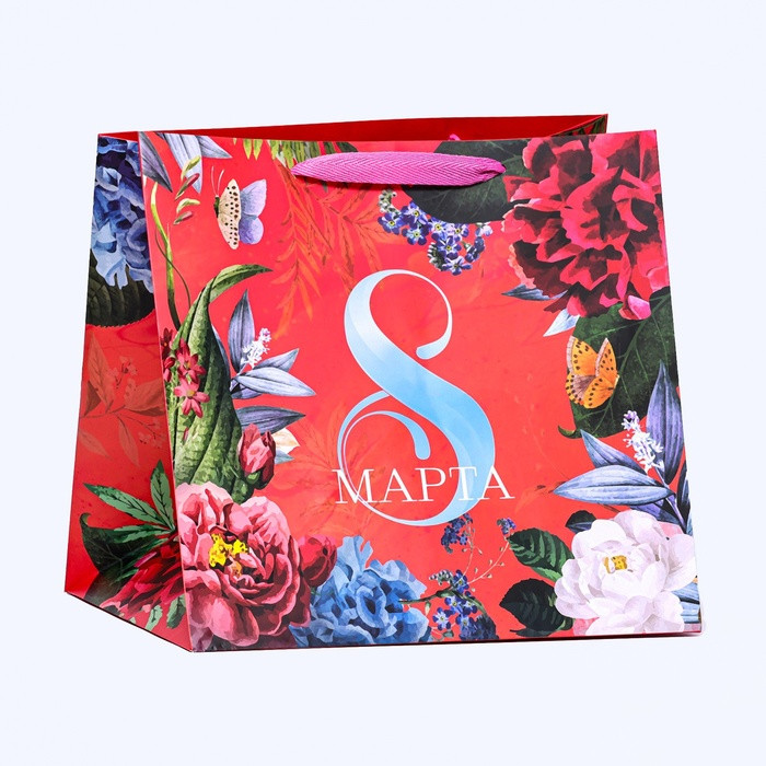 Пакет под торт 30 х 30 х 30 см "8 Марта"