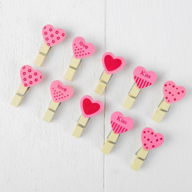 Прищепки-мини декоративные 3,5 см &quot;Сердечки&quot; / 10 шт  