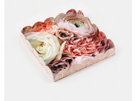 Коробка для пряников 18х18х3 см с прозрачной крышкой &quot;Пышные цветы&quot;