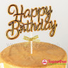 Топпер "Happyb Birthday" объемный, золотой 