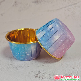 Форма бумажная Маффин Розово-сиреневый/золото, 6 шт 