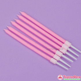 Набор свечей для торта Розовые с блестками, 10 см / 6 шт  