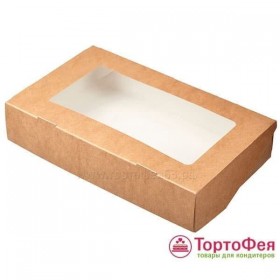 Коробка 20х12х4 см с окном, крафт