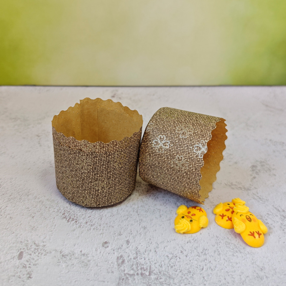 Форма бумаж. Кулич-мини "Золотой цветок" 60 гр (6*4,5 см) / 10 шт   