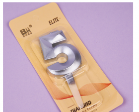 Свеча &quot;Цифра 5&quot;, серебро / 5 см    