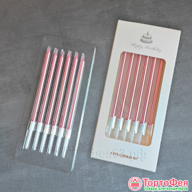 Набор свечей &quot;Розовые, металлик&quot; 10,5 см / 6 шт