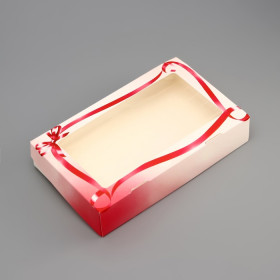 Коробка 20х12х4 см с окном &quot;Красная ленточка&quot;