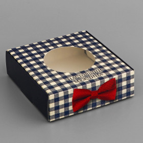 Коробка с откидной крышкой 10х10х3 см &quot;Настоящий мужчина&quot;