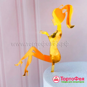 Топпер &quot;Девушка с бантом&quot;, золотой