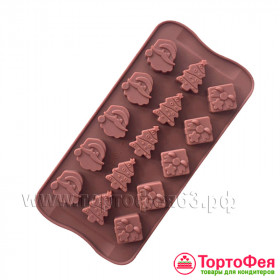 Форма силиконовая &quot;Санта, елочки, подарки&quot;, 12 яч. 