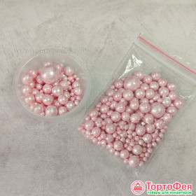 Шарики рисовые в глазури. Блеск &quot;Нежно-Розовый&quot; 2-13 мм, 20 гр     