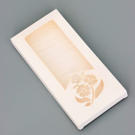 Коробка для шoколадной плитки 17х8х1,4 см с резным окошком &quot;Цветочки&quot;, белая