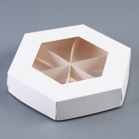Коробка для ассорти сладостей 23х23х4 см, белая